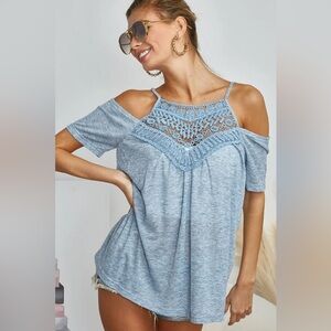 BiBi || Crochet Adjustable Cold Shoulder Top (M)